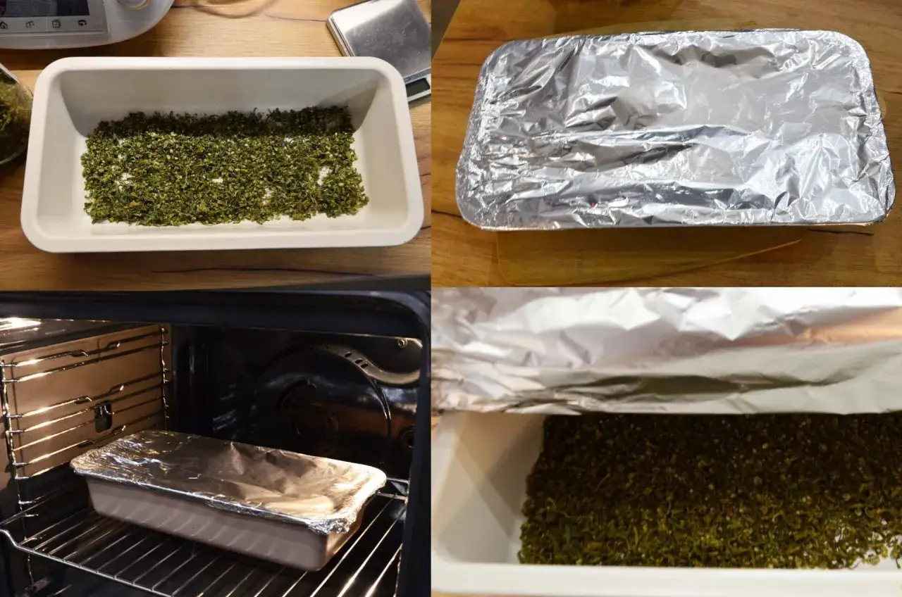 zdekarboksylowany susz konopny w piekarniku