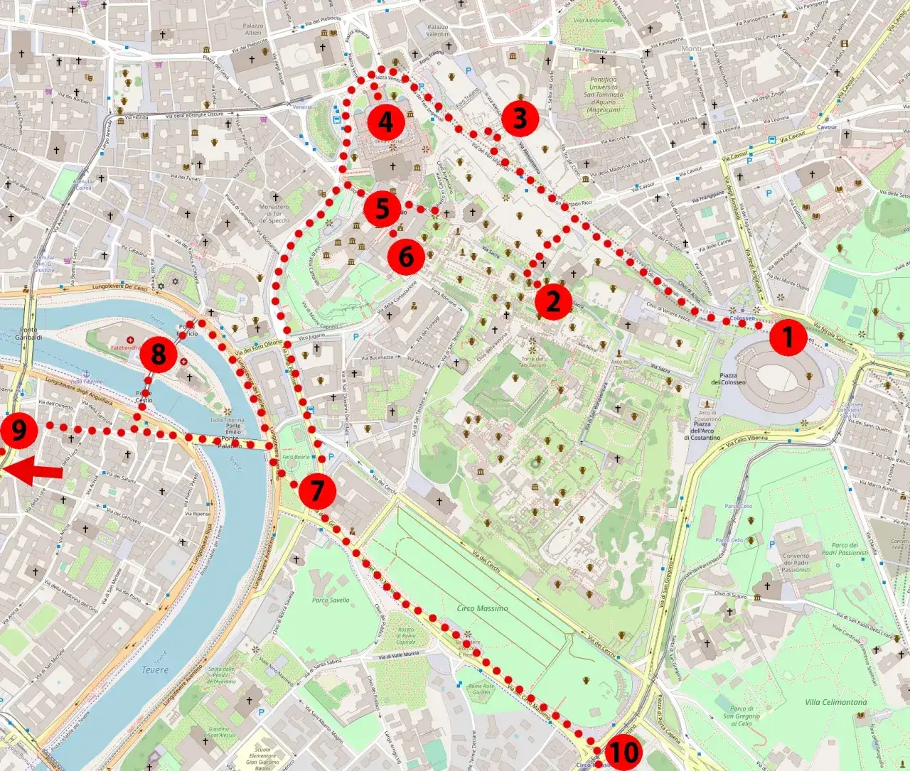 Mapa atrakcji Rzymu 3 dni