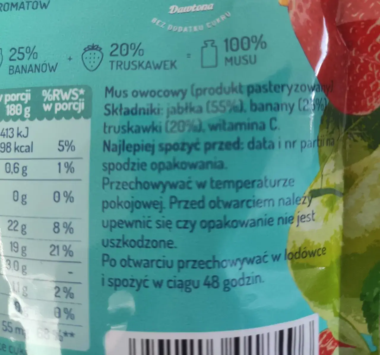 skład musu owocowego etykieta