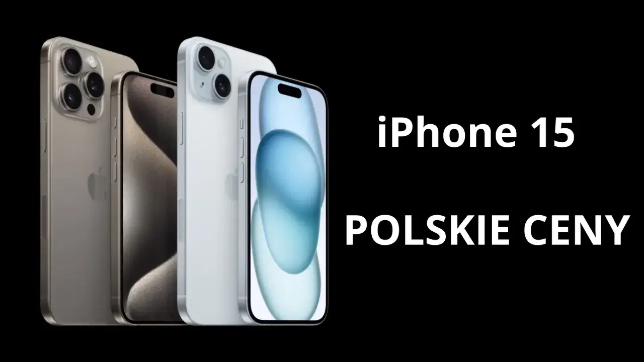 Kiedy iPhone 15 w polskich cenach. Trzy modele iPhone 15 na czarnym tle.