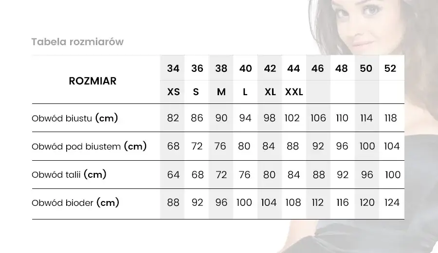 damskie rozmiary plus size tabela