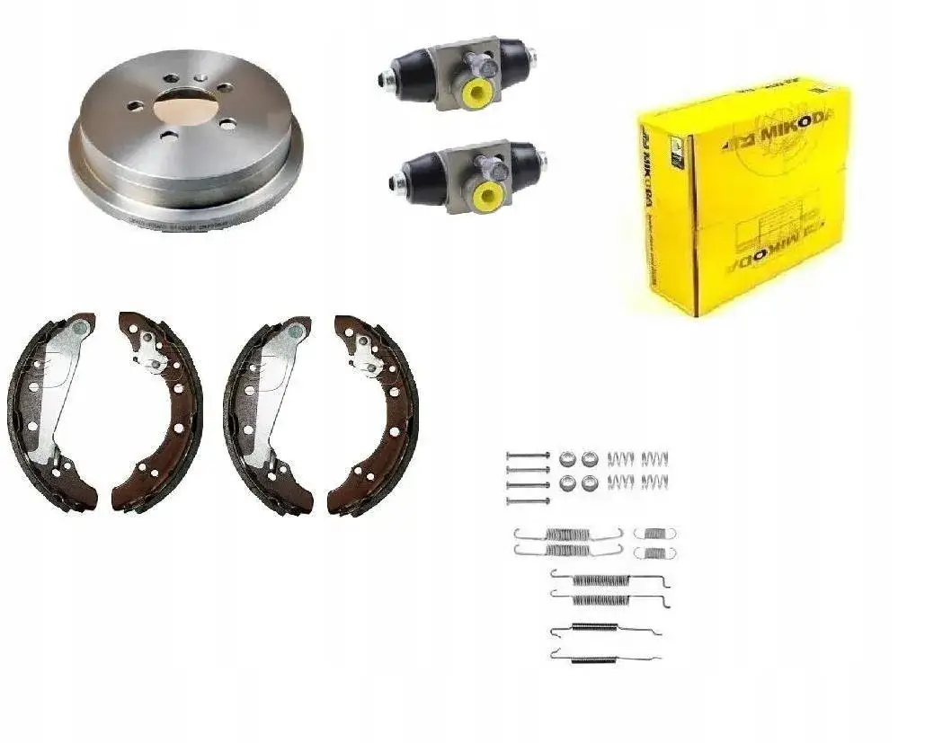 Zestaw szczęk hamulcowych z cylinderkami i zestawem montażowym