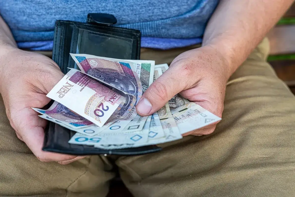 Ręce trzymają portfel z polskimi banknotami. Czy to wystarczy na jaki dochód do rodzinnego?