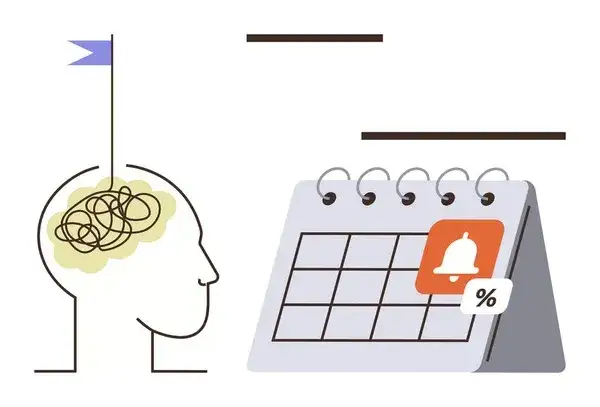 ikony lub grafiki symbolizujące pewność siebie, zarządzanie stresem, komunikację, planowanie cel&oacute;w