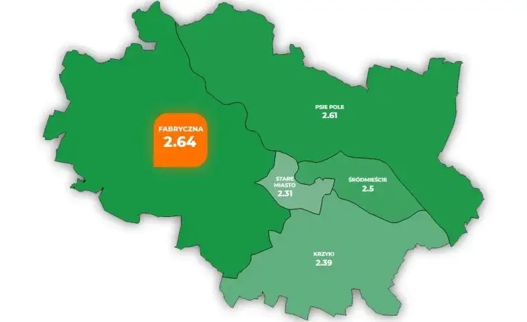 mapa dzielnic wrocławia ceny najmu