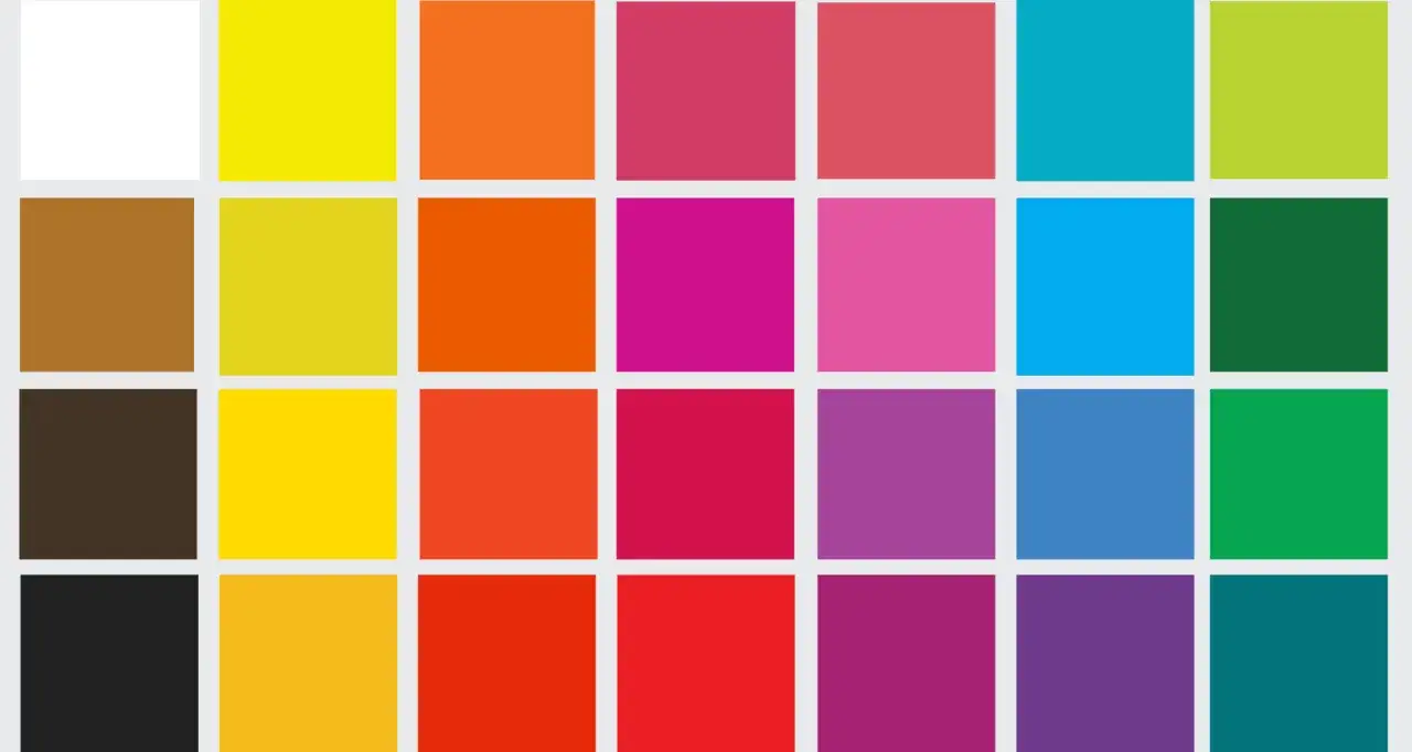 Paleta barw: czysta wiosna kolory. Od bieli, przez żółcie, pomarańcze, róże, błękity, zielenie, aż po brązy i fiolety.