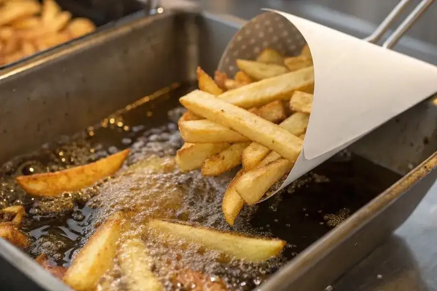 belgijskie frytki podw&oacute;jne smażenie