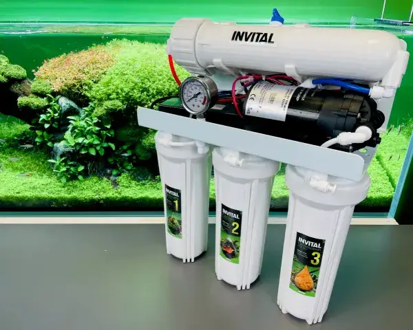 metody obniżania KH akwarium, filtr RO akwarium torf