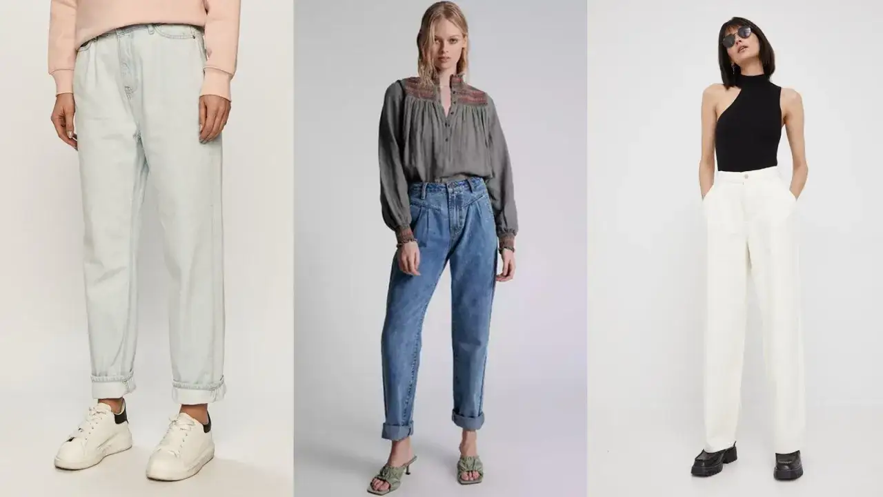 Bluzka włożona do spodni przed i po por&oacute;wnanie sylwetki