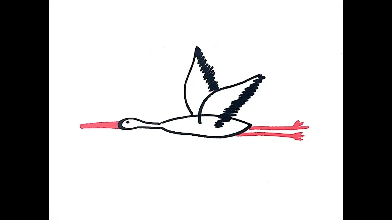 Jak narysować lecącego bociana dla dzieci