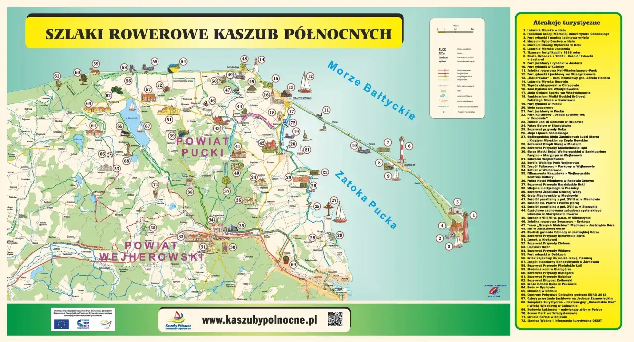 Mapa P&oacute;łwyspu Helskiego trasa samochodowa