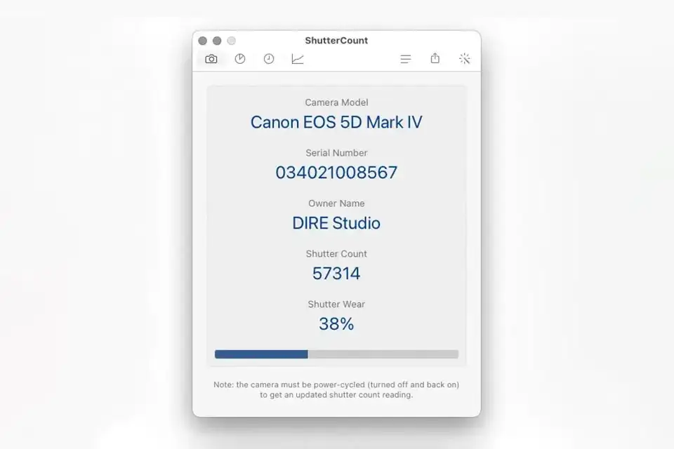 screenshot programu ShutterCount