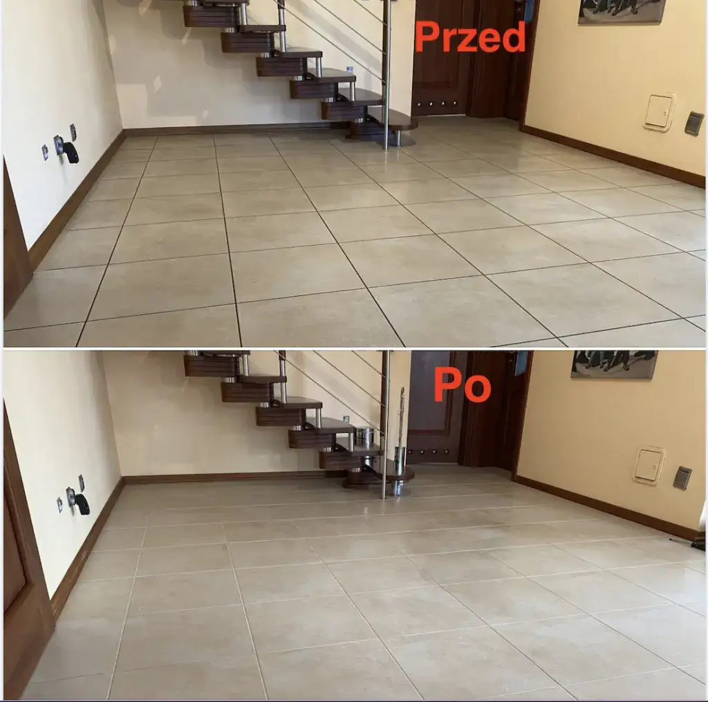 Czyszczenie fug łazienkowych przed i po