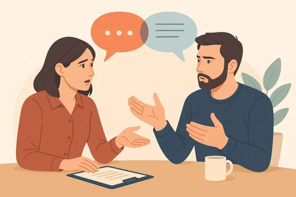 Dwie osoby prowadzące głęboką rozmowę, budowanie więzi, zaufanie