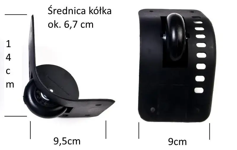 jak zmierzyć kółko walizki schemat