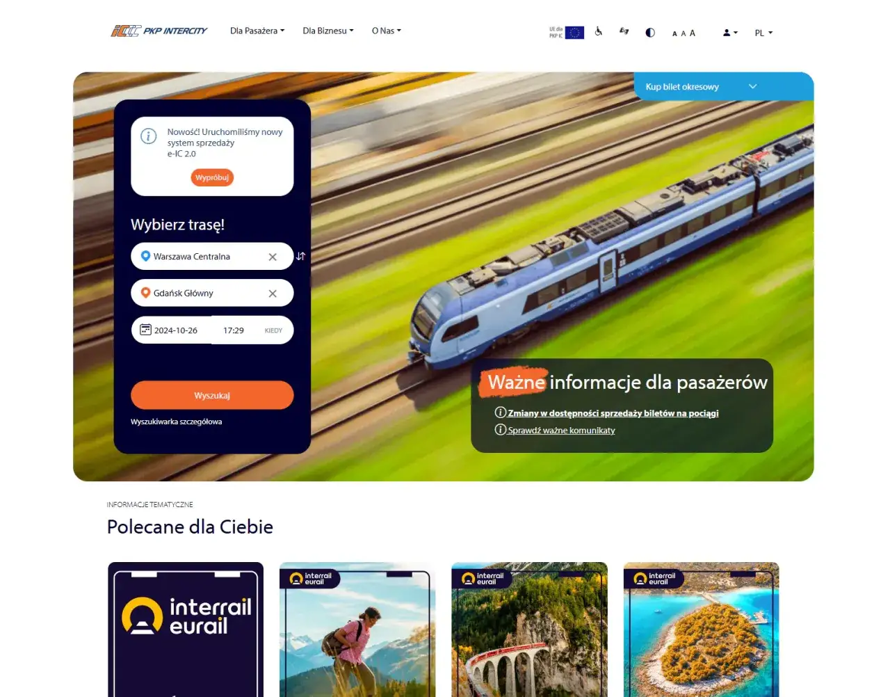 proces zakupu biletu PKP online na laptopie