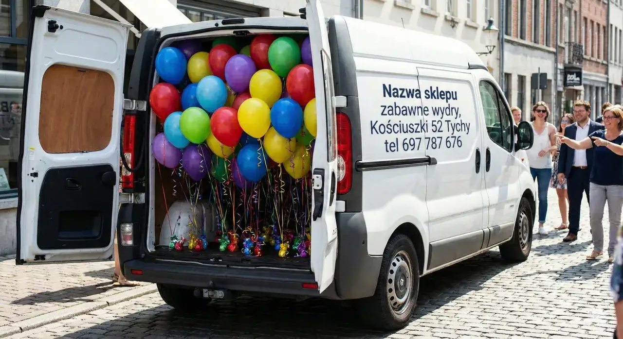 przew&oacute;z balon&oacute;w helowych samochodem
