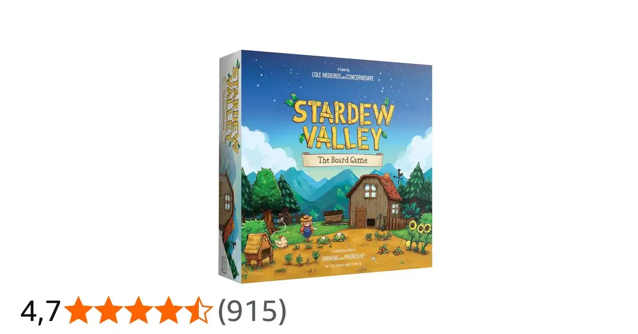 Stardew Valley gra planszowa. Pudełko z uroczą grafiką farmy, chatki, kurczaka i słoneczników. Idealna na wspólne wieczory.