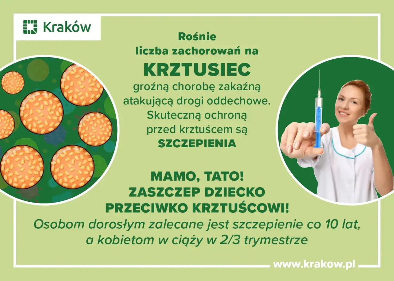 Rośnie liczba zachorowań na krztusiec, groźną chorobę zakaźną. Skuteczną ochroną są szczepienia. Zaszczep dziecko przeciwko krztuścowi!