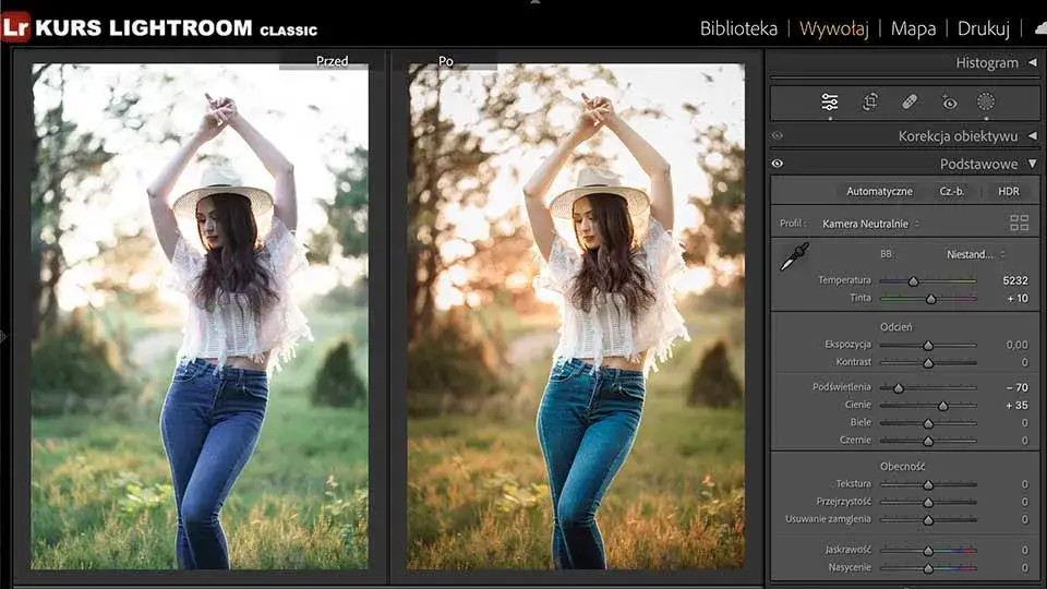 Por&oacute;wnanie zdjęć przed i po edycji w Lightroom Mobile