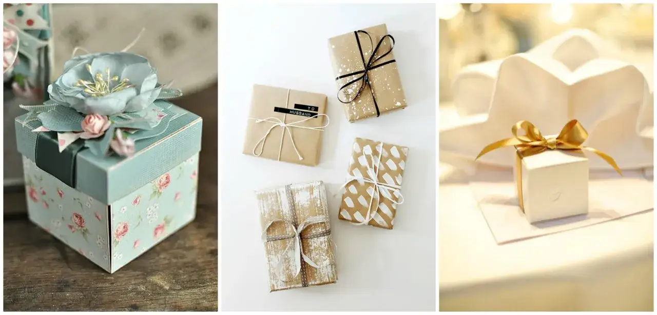 różne sposoby pakowania prezentów komunijnych