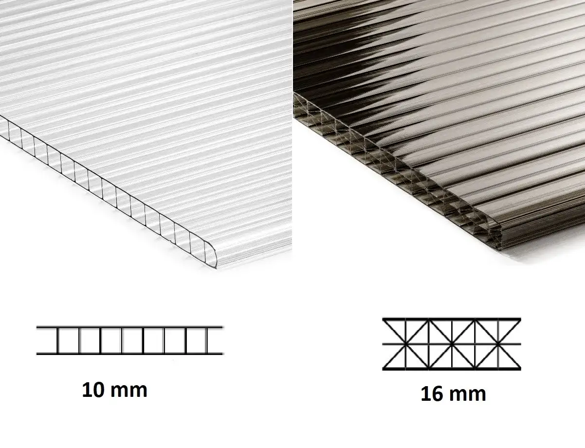 Grubości poliwęglanu komorowego por&oacute;wnanie