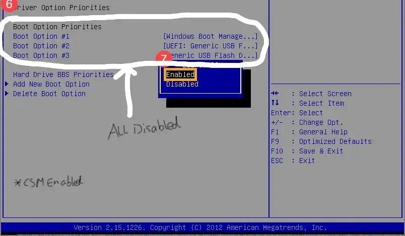 BIOS boot menu screenshot