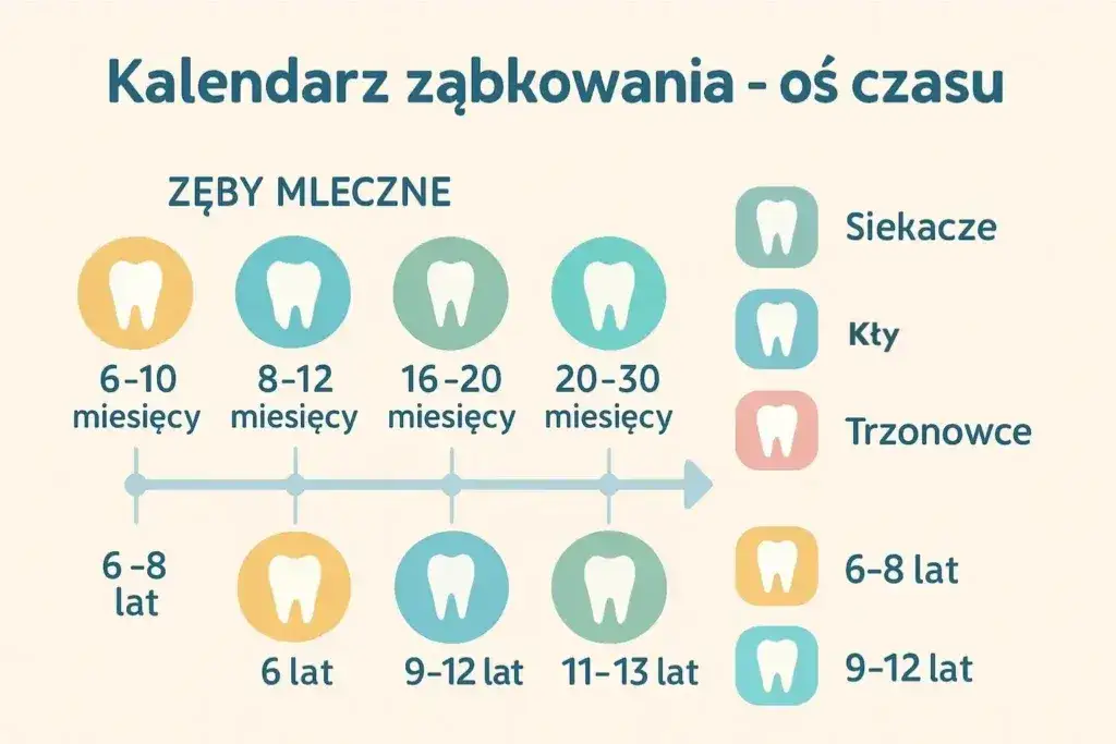 kalendarz ząbkowania dzieci infografika