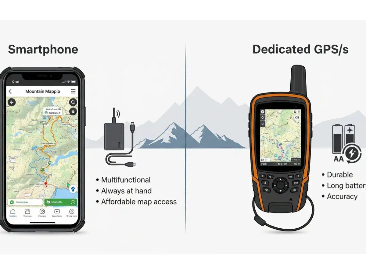 Kompas cyfrowy w smartfonie i mapa