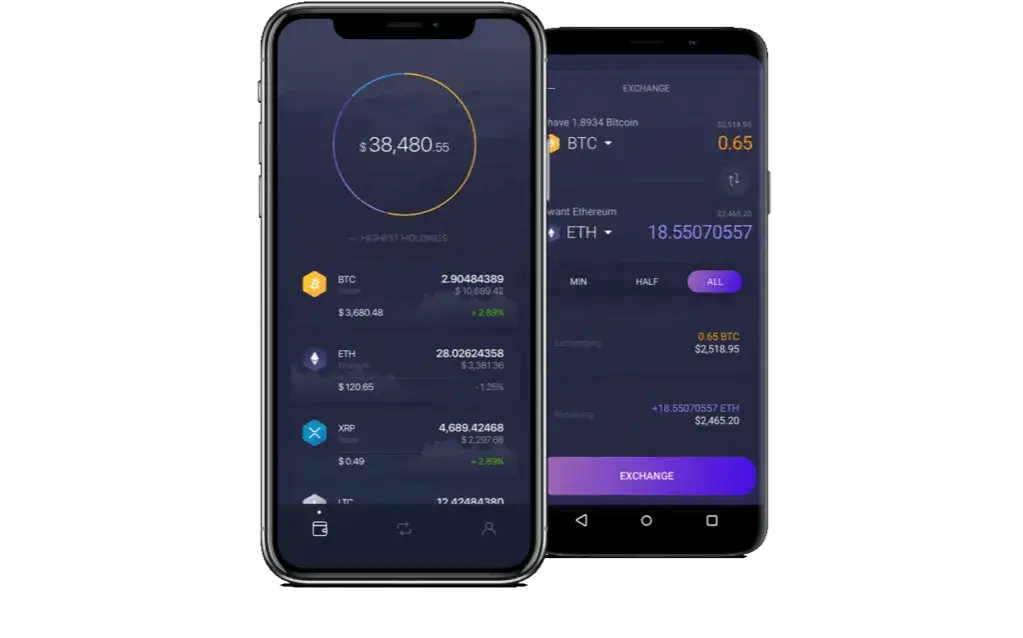 Telefon z ikonami kryptowalut i znakiem zapytania