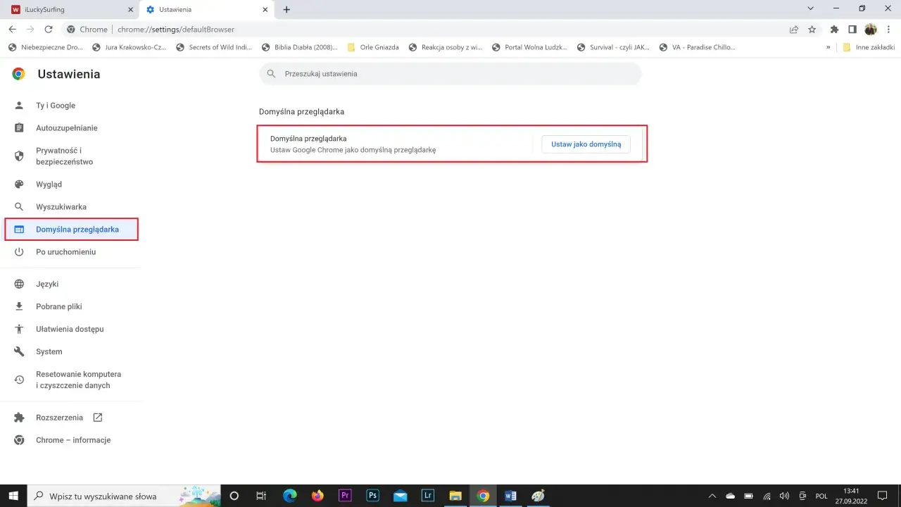 Ustawienia Google Chrome: jak ustawić domyślną przeglądarkę w Windows 11. Kliknij 