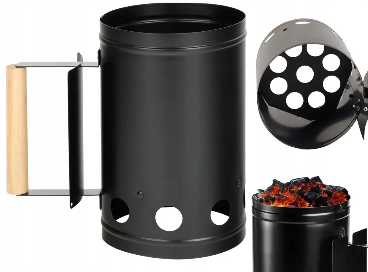 Rozpalanie grilla jest proste z tym kominem. Wystarczy wsypać węgiel, rozpalić i czekać na żar.