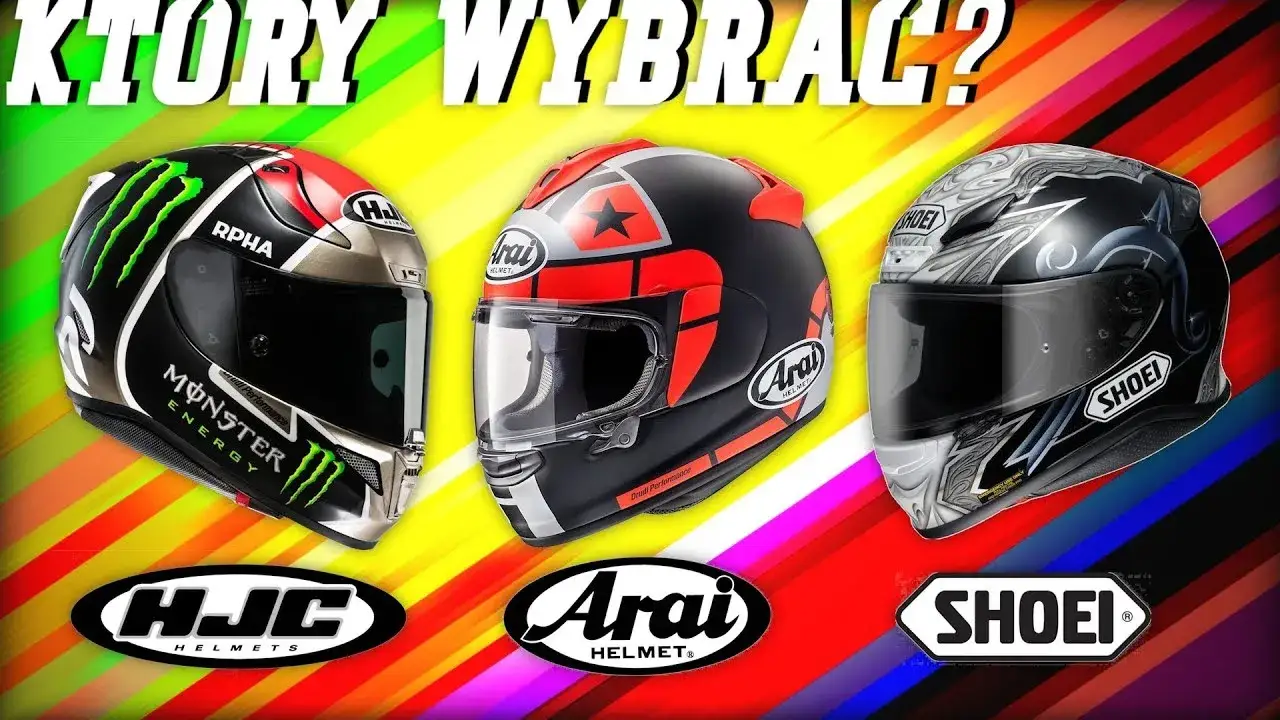 różne typy kasków motocyklowych Shoei Arai Schuberth HJC