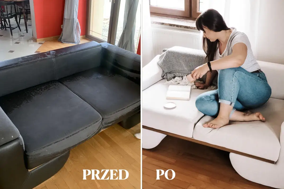 koszt obicia kanapy przed i po