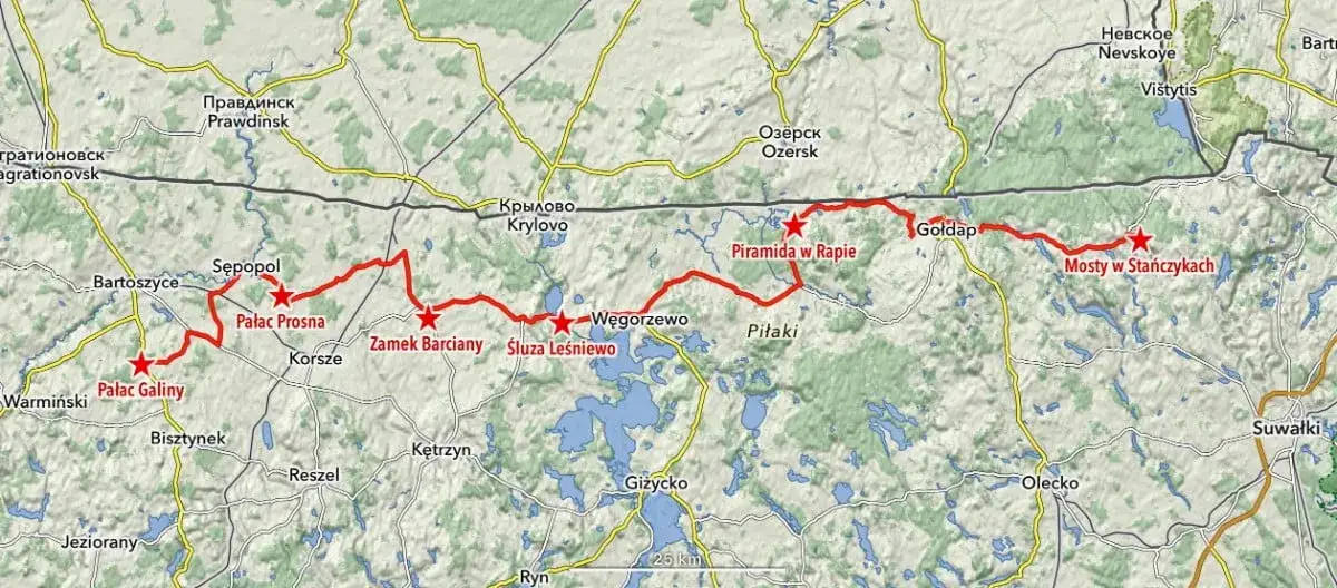 mapa tras motocyklowych Mazury
