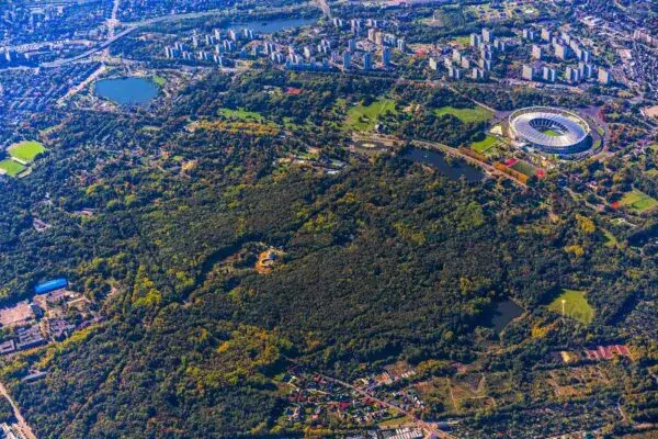 Park Śląski w Chorzowie panorama z lotu ptaka
