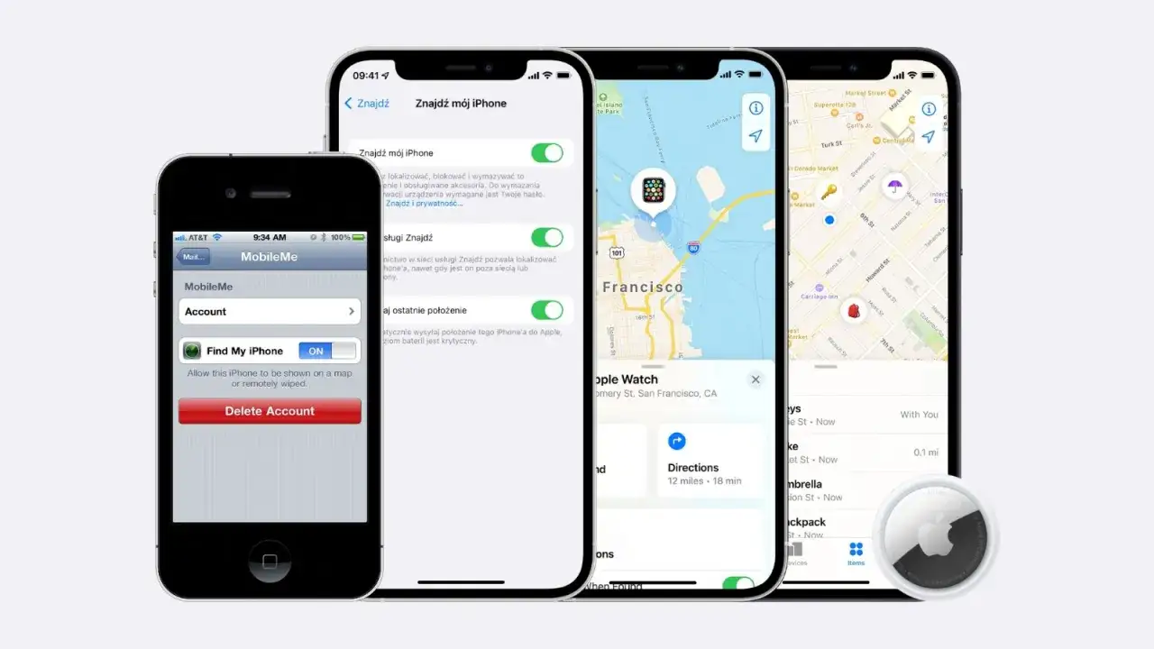 Jak śledzić iPhone'a? Widok ekran&oacute;w z funkcją 