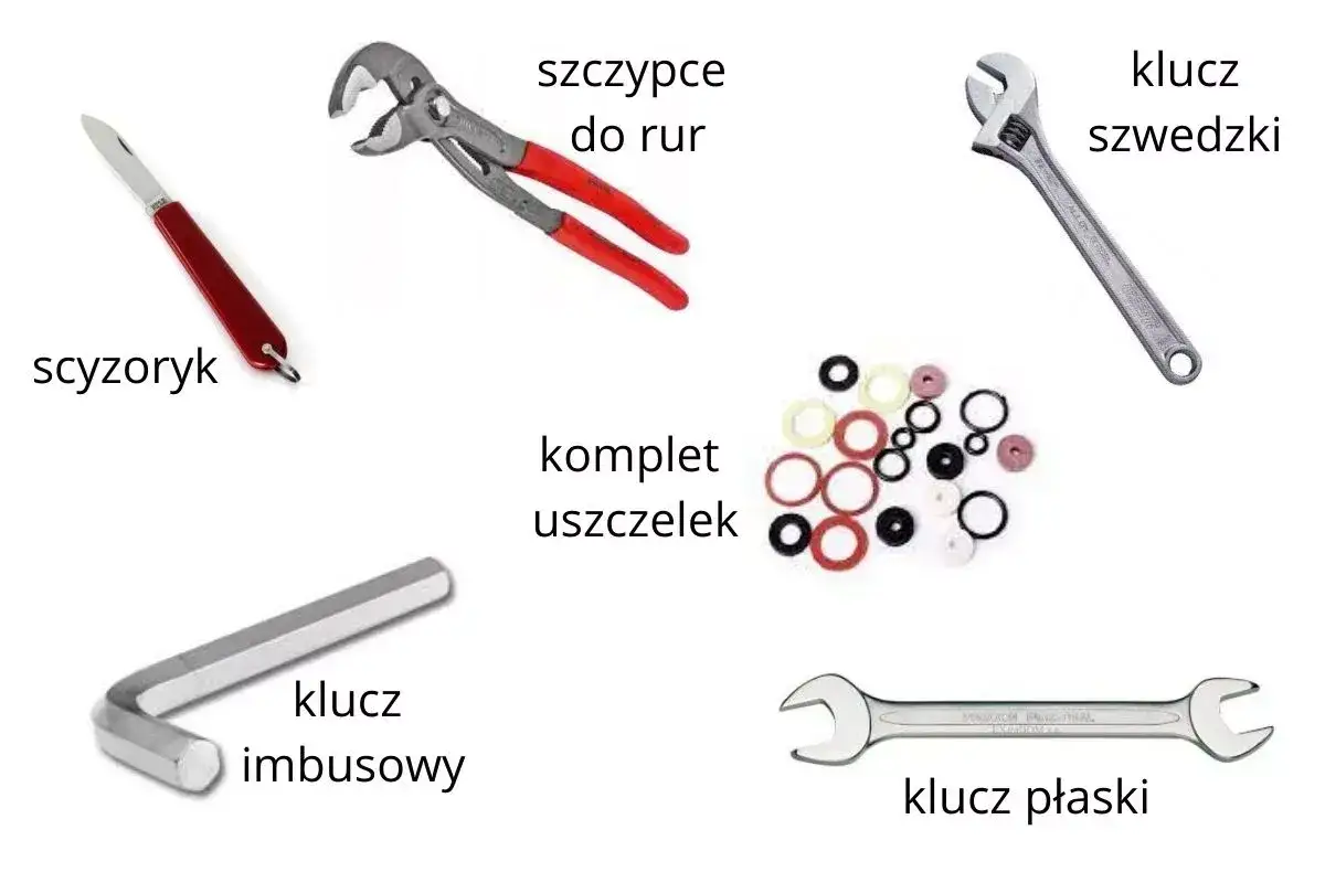 narzędzia do naprawy kranu kuchennego i typowe usterki