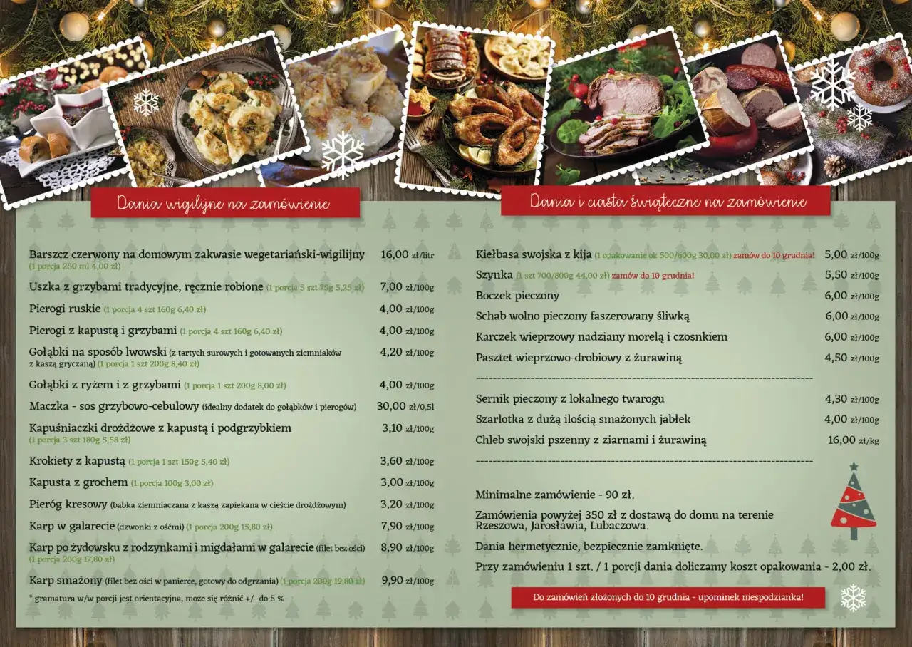 Menu świąteczne: ile kosztuje catering świąteczny? Dania wigilijne i ciasta na zamówienie.