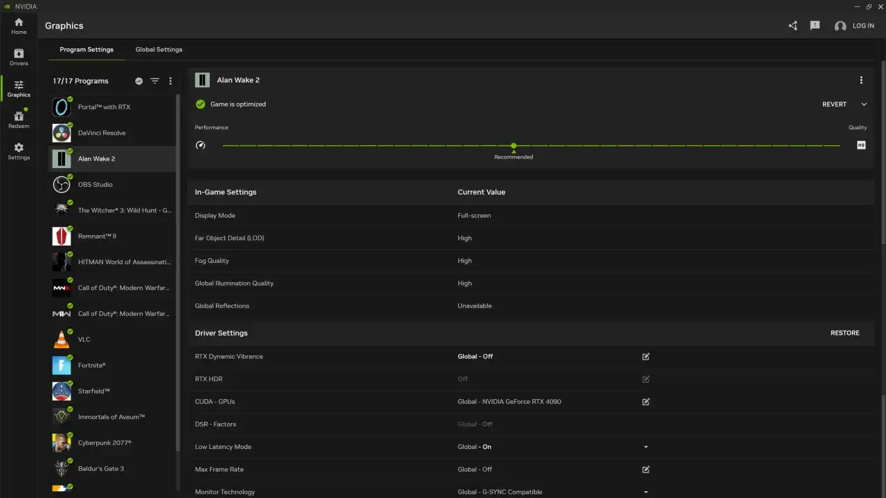 NVIDIA App interfejs główny