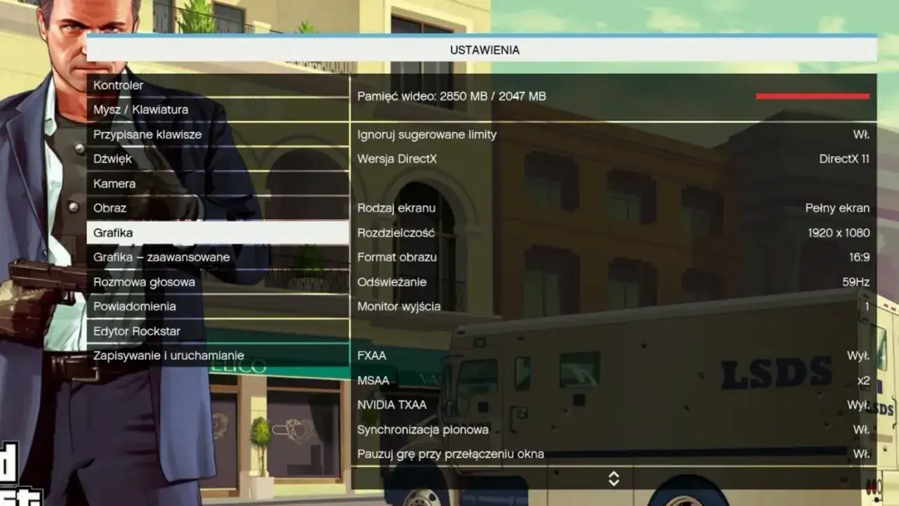 GTA V minimalne ustawienia graficzne screenshot