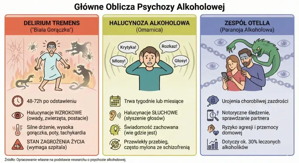 psychozy alkoholowe objawy