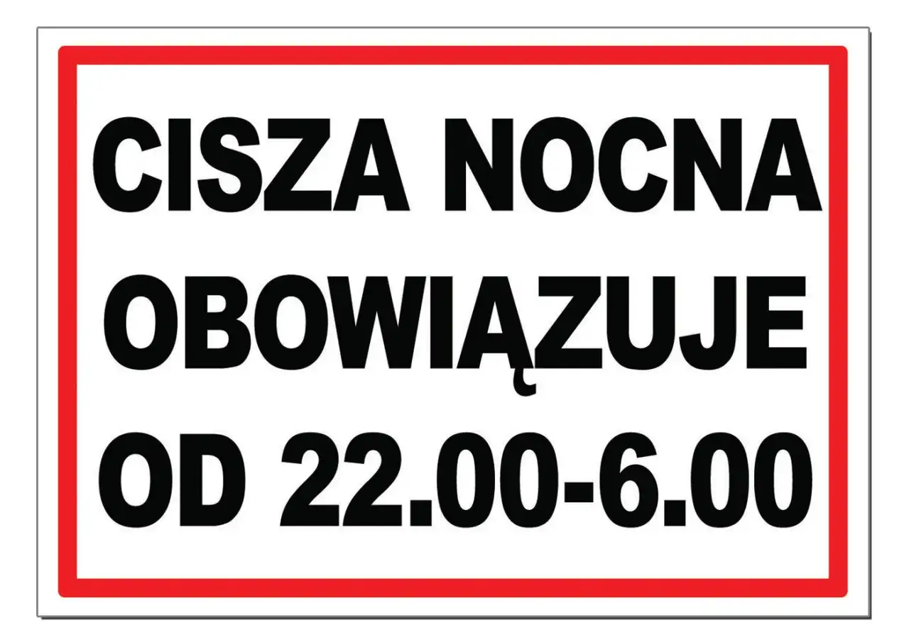 znak cisza nocna godziny