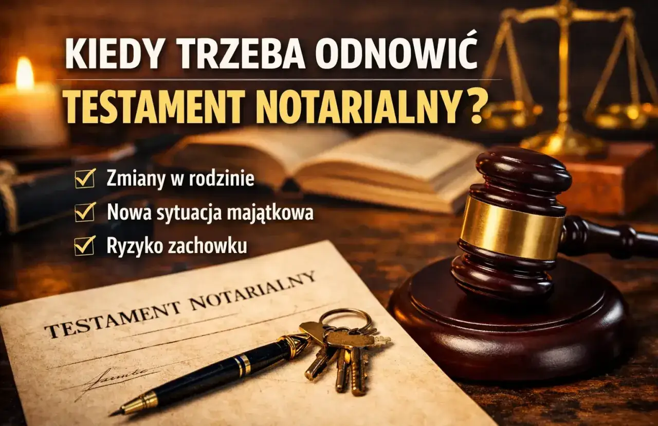 Kiedy odnowić testament notarialny? Zmiany w rodzinie, nowa sytuacja majątkowa lub ryzyko zachowku to powody.
