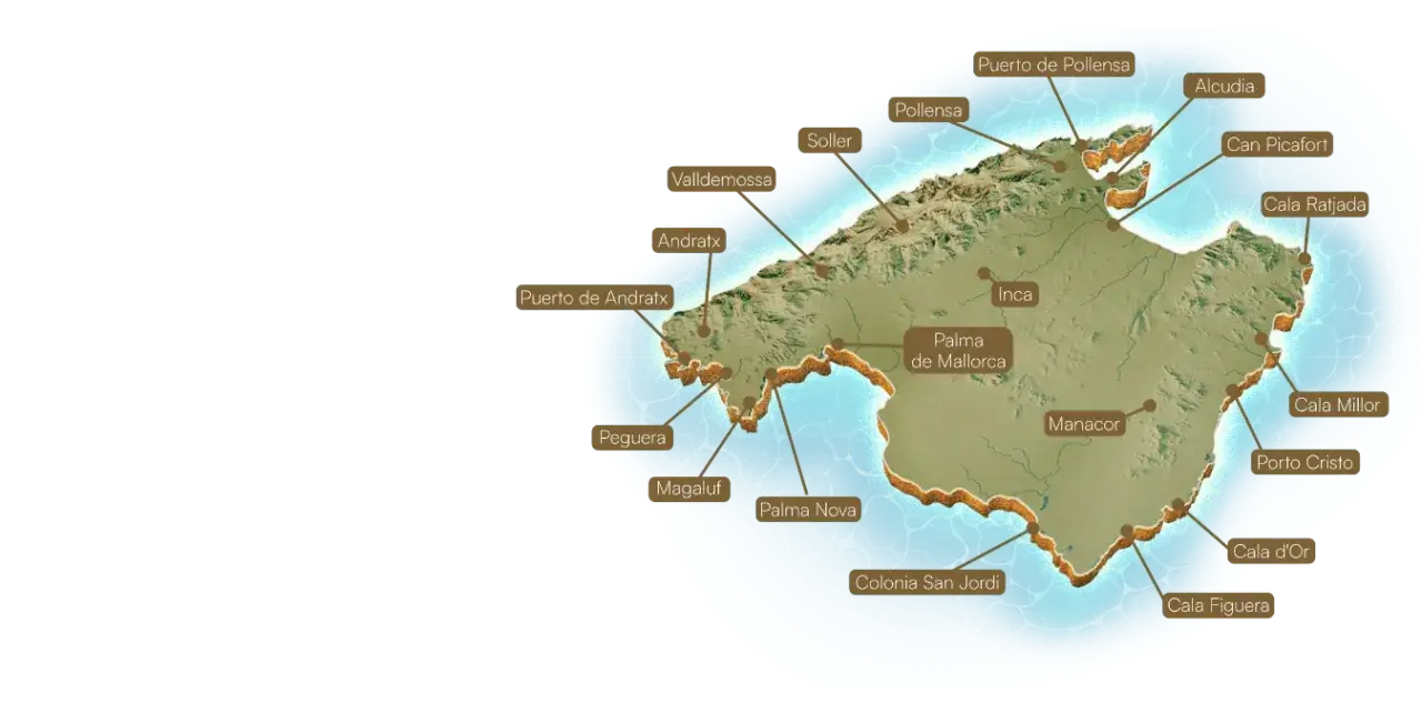 Mapa Majorki z podziałem na regiony rodzinne