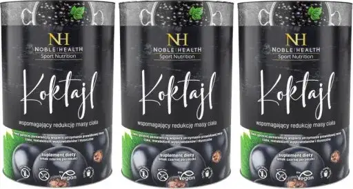różne opakowania koktajli Noble Health