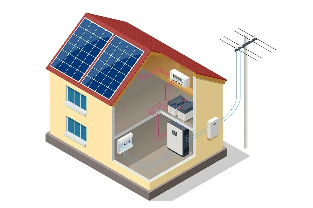 Elektryk montujący panele fotowoltaiczne, instalacja pompy ciepła
