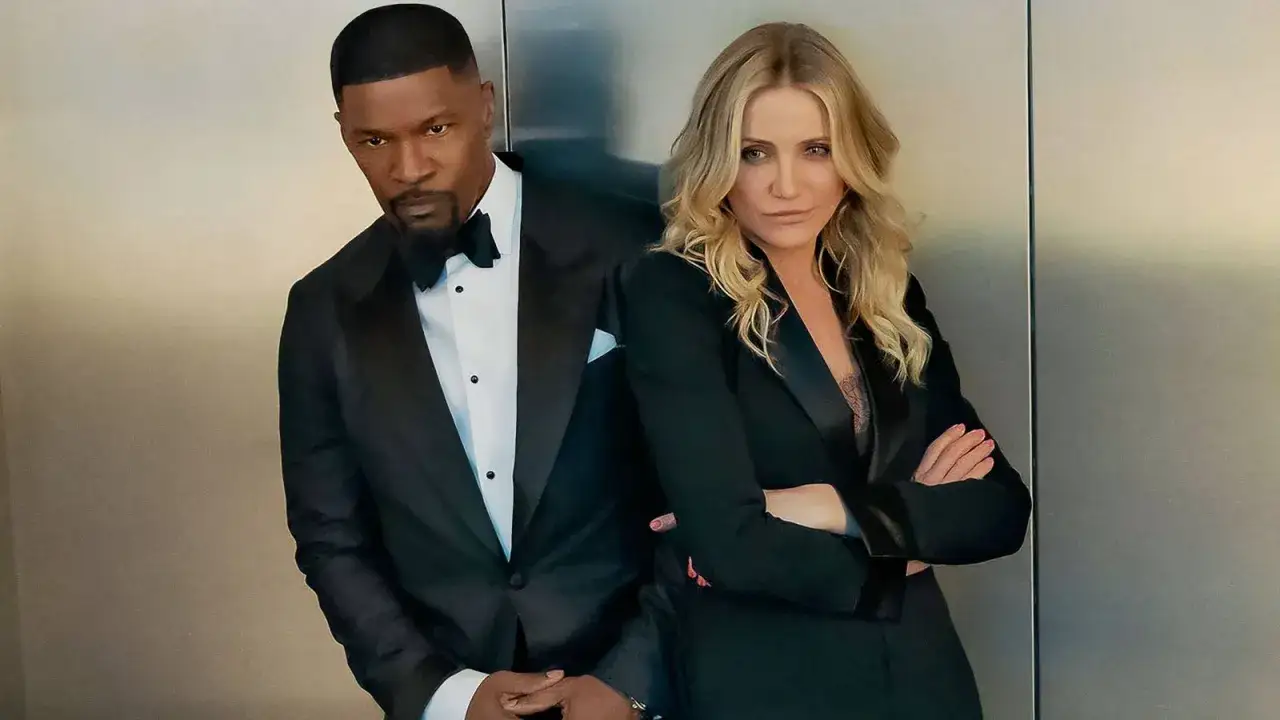 Jamie Foxx i Cameron Diaz znowu w akcji, elegancko ubrani, gotowi na nowe wyzwania.
