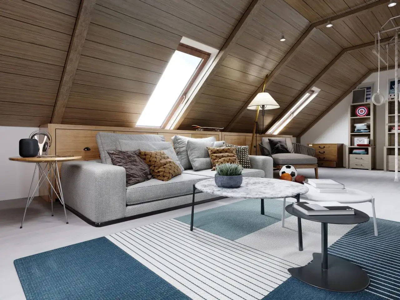 inspiracje aranżacji poddasza ze skosami