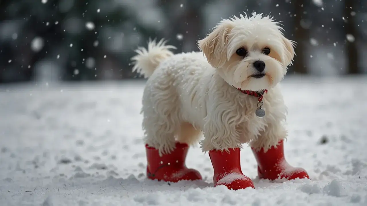 Zdjęcie Jak wybrać najlepsze buciki dla maltańczyka i zadbać o jego łapy zimą